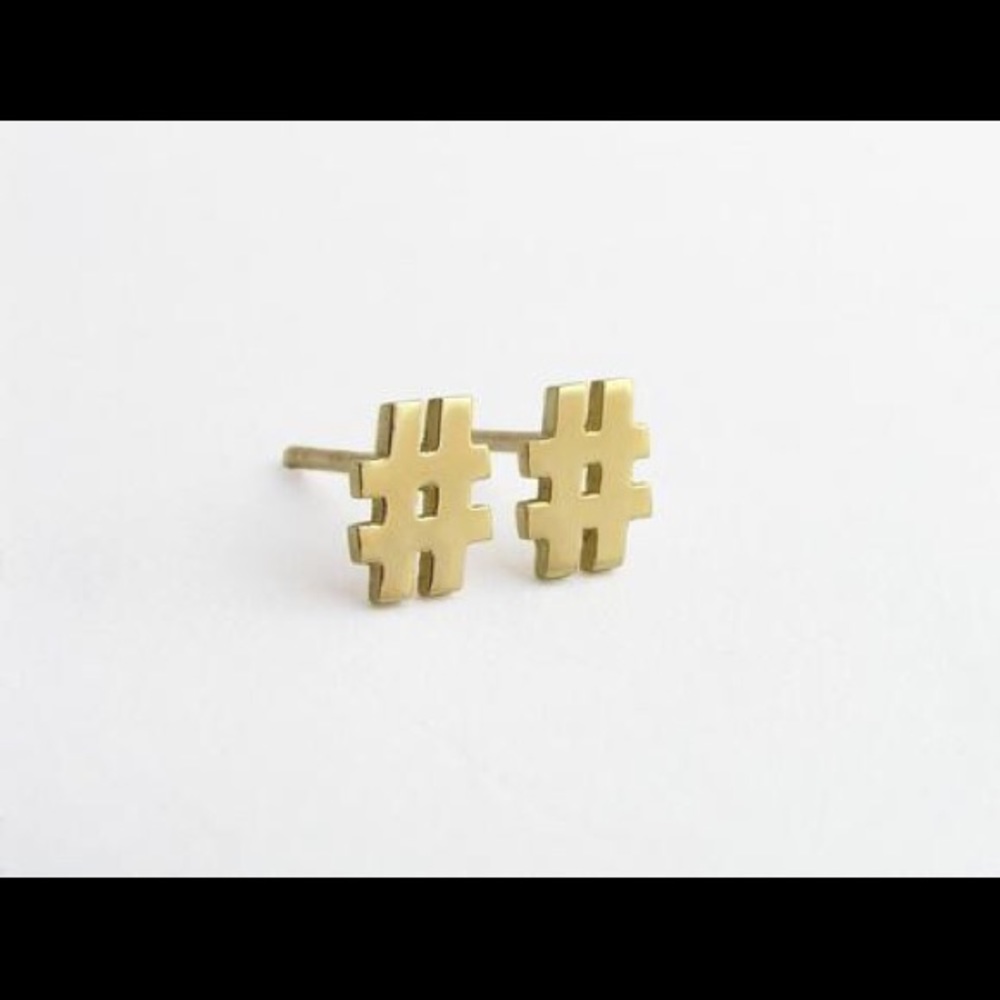 Dalia Shamir Gold Hashtag Earrings
